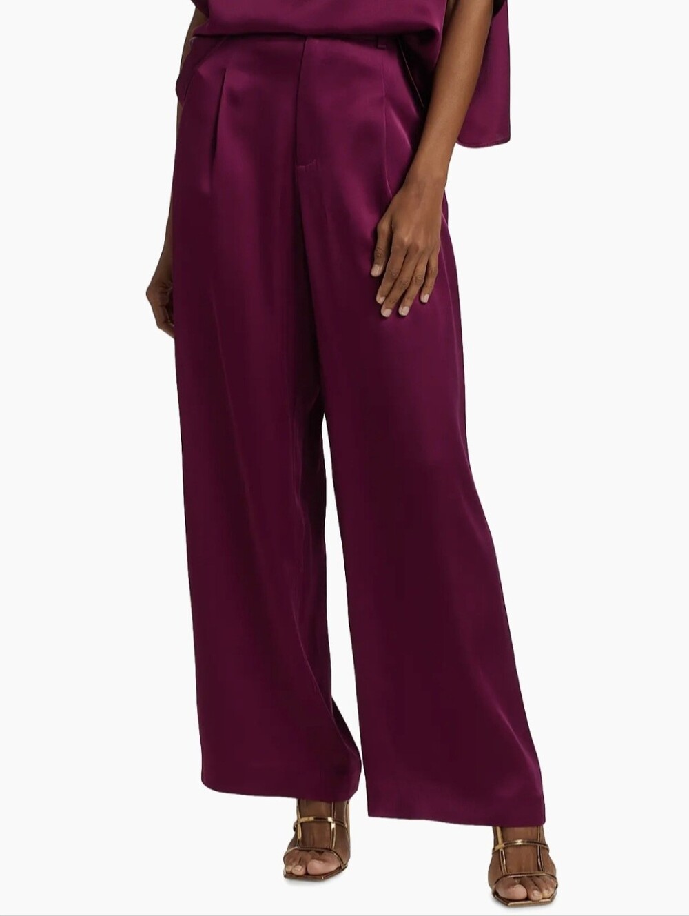 LAPOINTE Relaxed Pleated Satin Pants